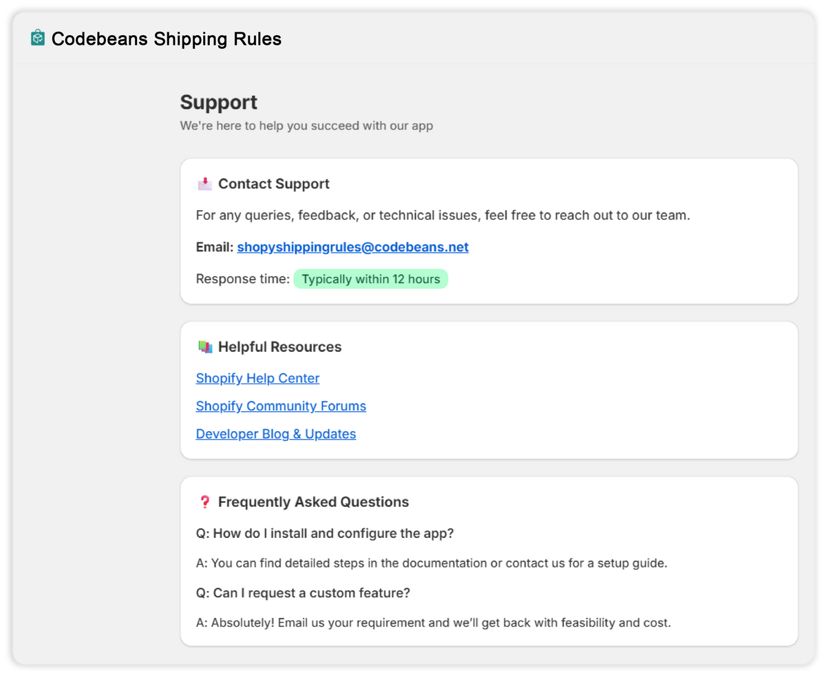 CB Shipping Rules