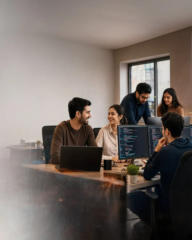 Codebeans team at the Jaipur office – About Us hero image of the Shopify development agency