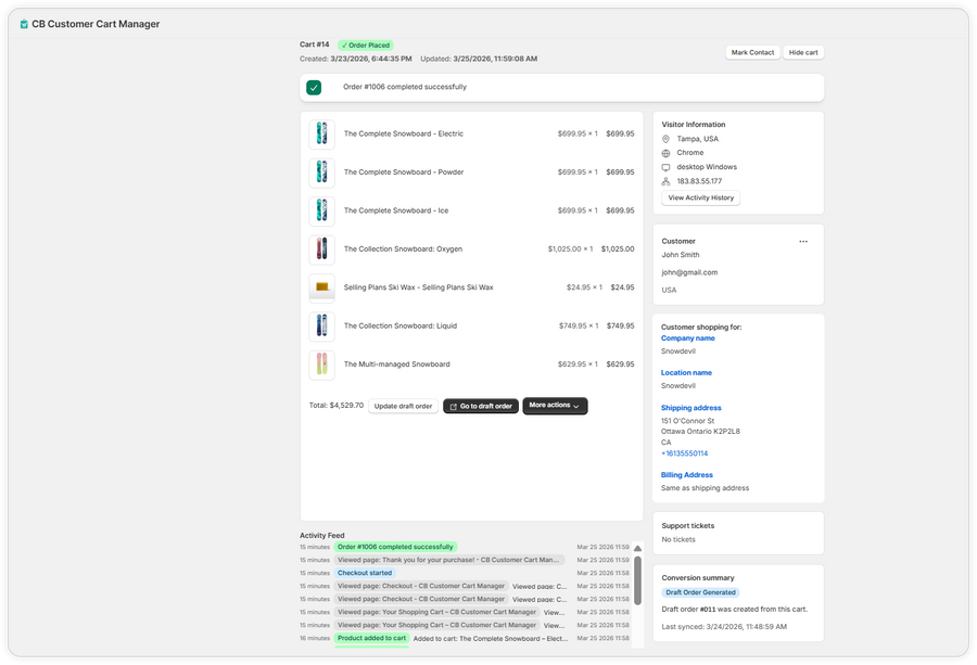 Convert Customer Cart into Draft Order
