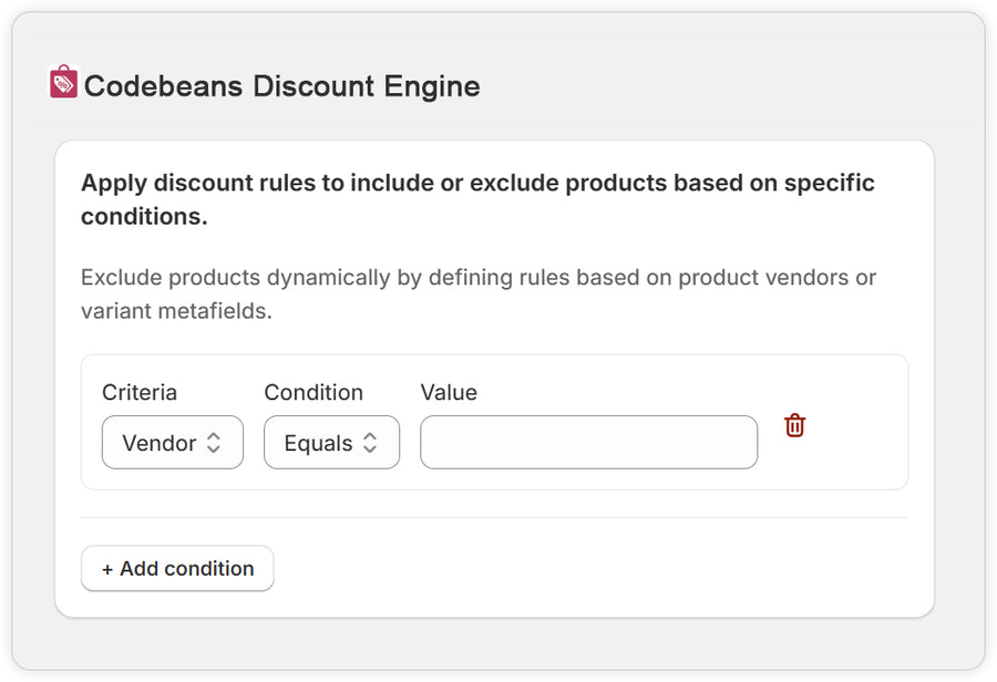 Discount Rules on Specific Conditions