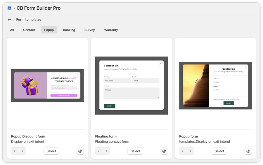 Form Templates & Popups