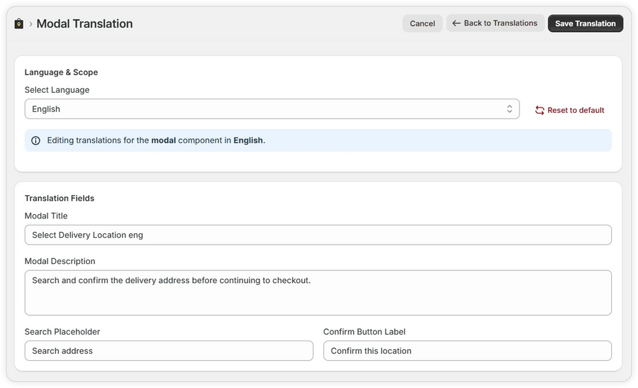Translation Field Management