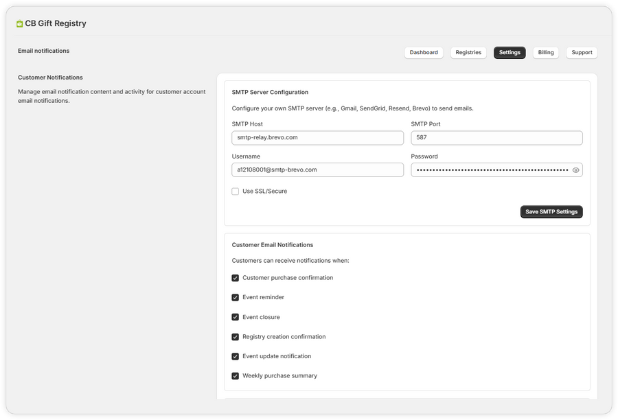 Customer Email Notifications