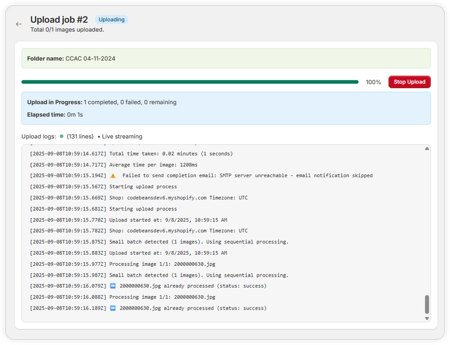 Upload Job Progress