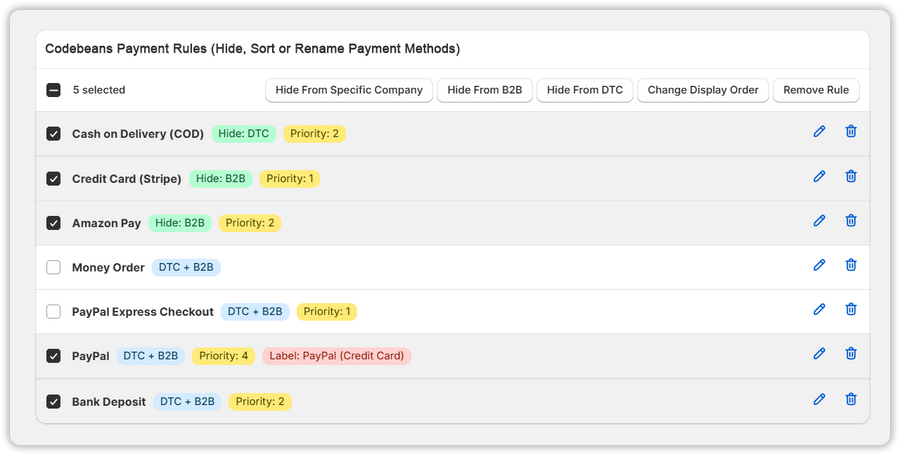 Payment Rule Management