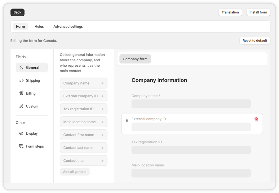 Customizable B2B Registration Forms