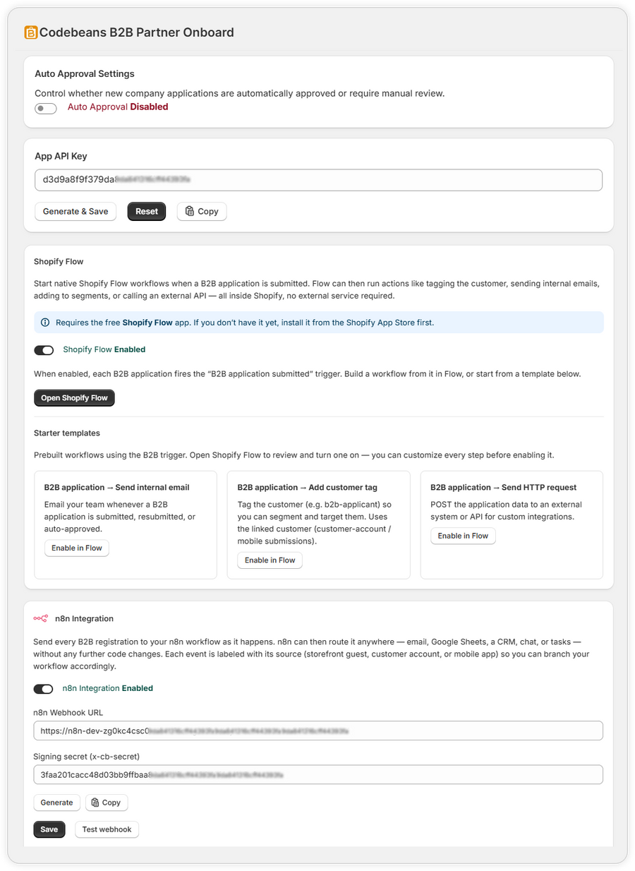 Auto Approval & API Configuration