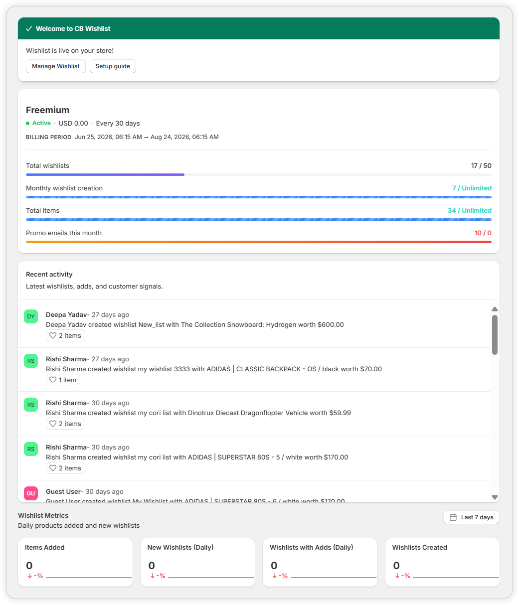 Wishlyst Dashboard